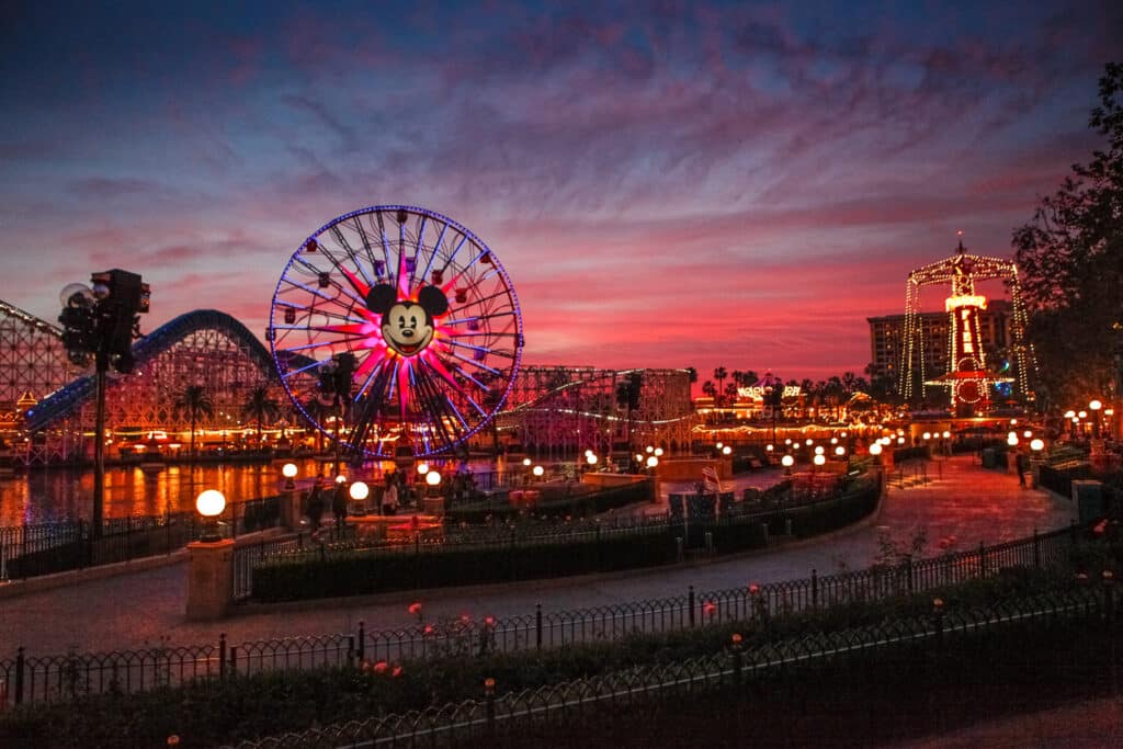 Disney land at sunset in Anahiem, CA.