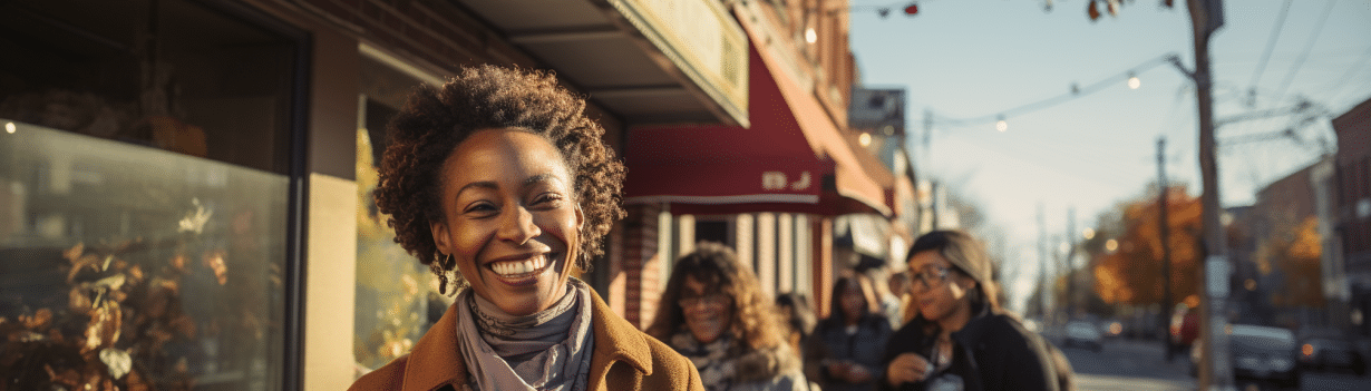 Woman in community smiling