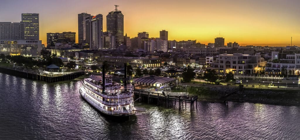 City of New Orleans at sunset