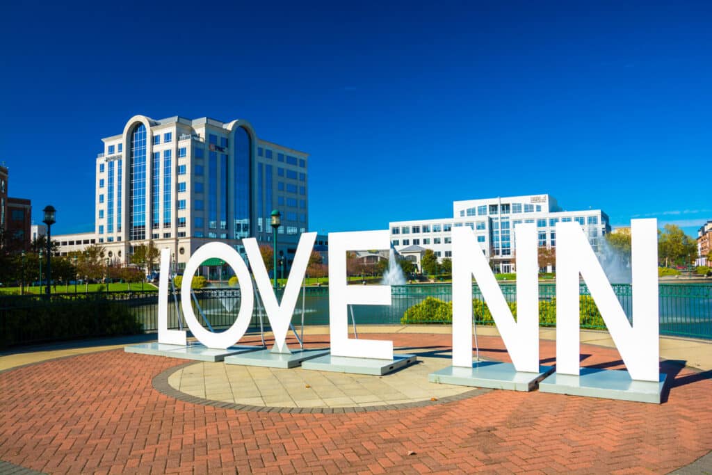 Newport News "Love NN" Sign and City Center