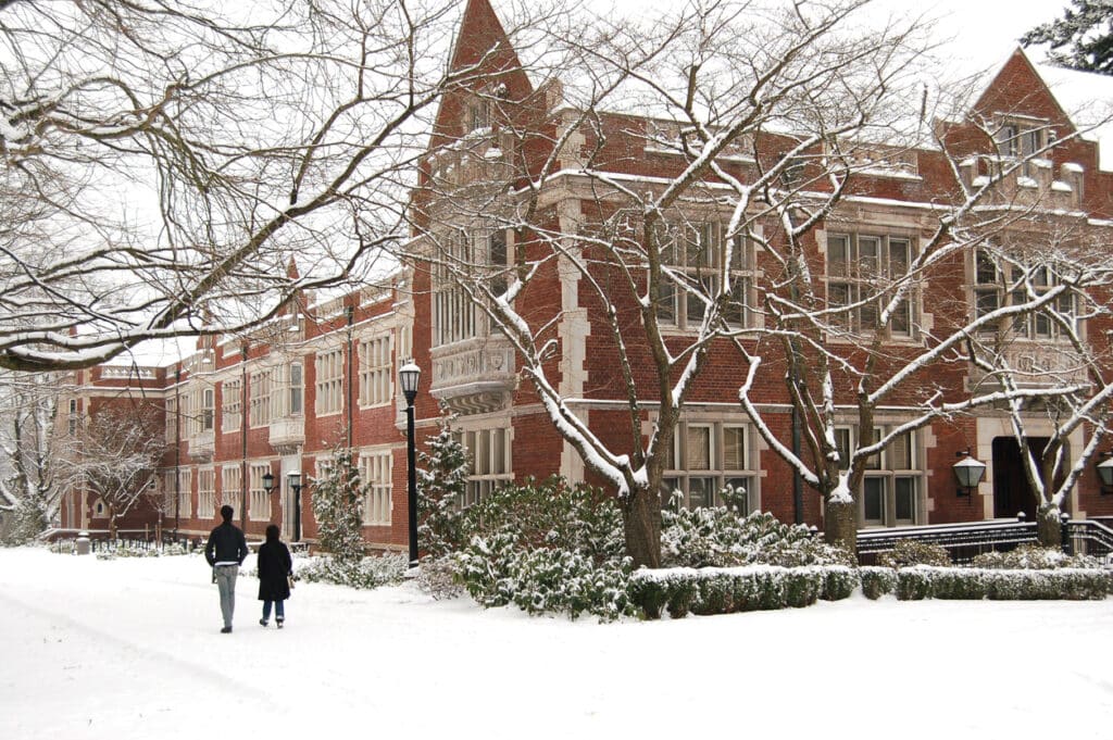 "Reed is a liberal arts college located in Portland, Oregon with a reputation for delivering a strong academic experience and for attracting a highly intellectual student body.  It unusual to see this view as a snow scene since Portland has a very mild climate."