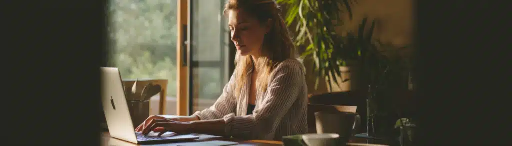 woman working in technology while working from home